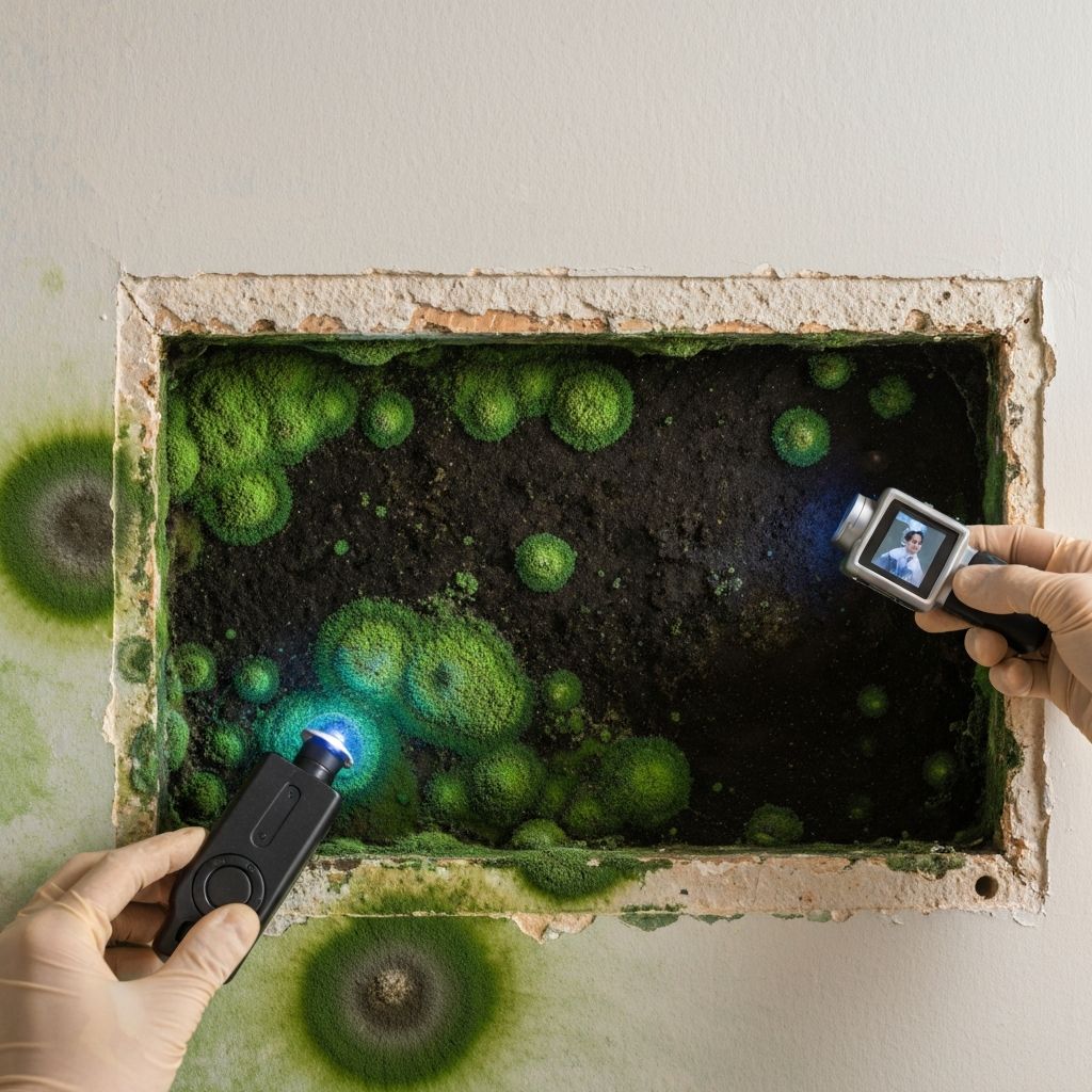 Hidden mold growth wall inspection